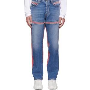 NEW DIESEL d-mand mid-rise straight leg jeans in blue